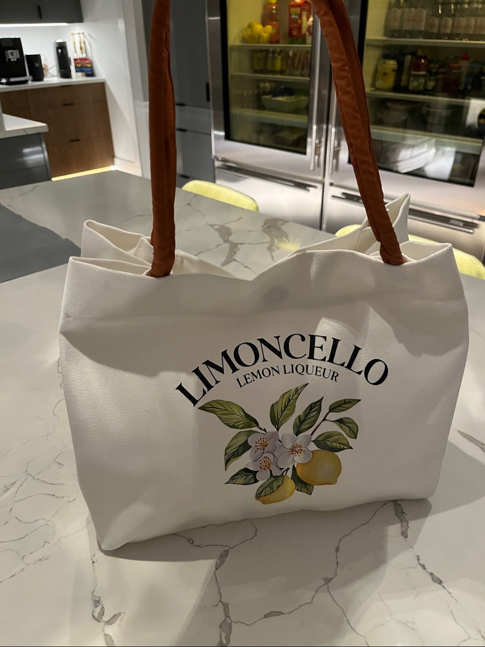 Printed Cotton 🍋tote- White
